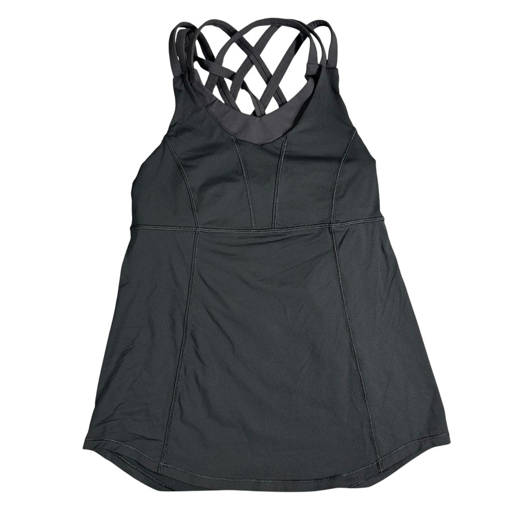 Lululemon Beat The Heat Tank Top Black Built-in Bra Size 4